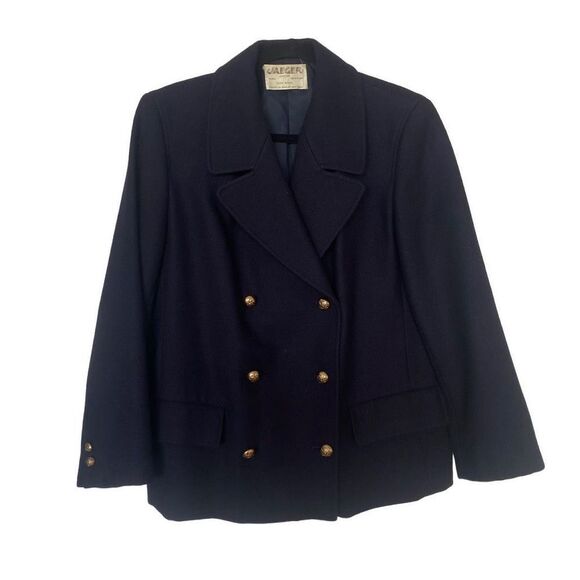 JAEGER Jackets & Blazers - Vintage JAEGER Wool Double Breasted Blazer in Navy Blue